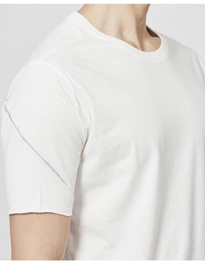 THOM KROM STITCHED BACK FITTED COTTON CREW - OFF WHITE