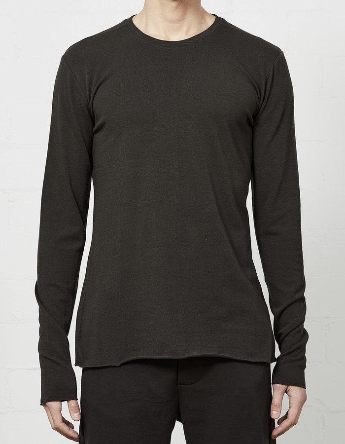 THOM KROM STRETCH COTTON MODAL FITTED LONG SLEEVE - BROWN