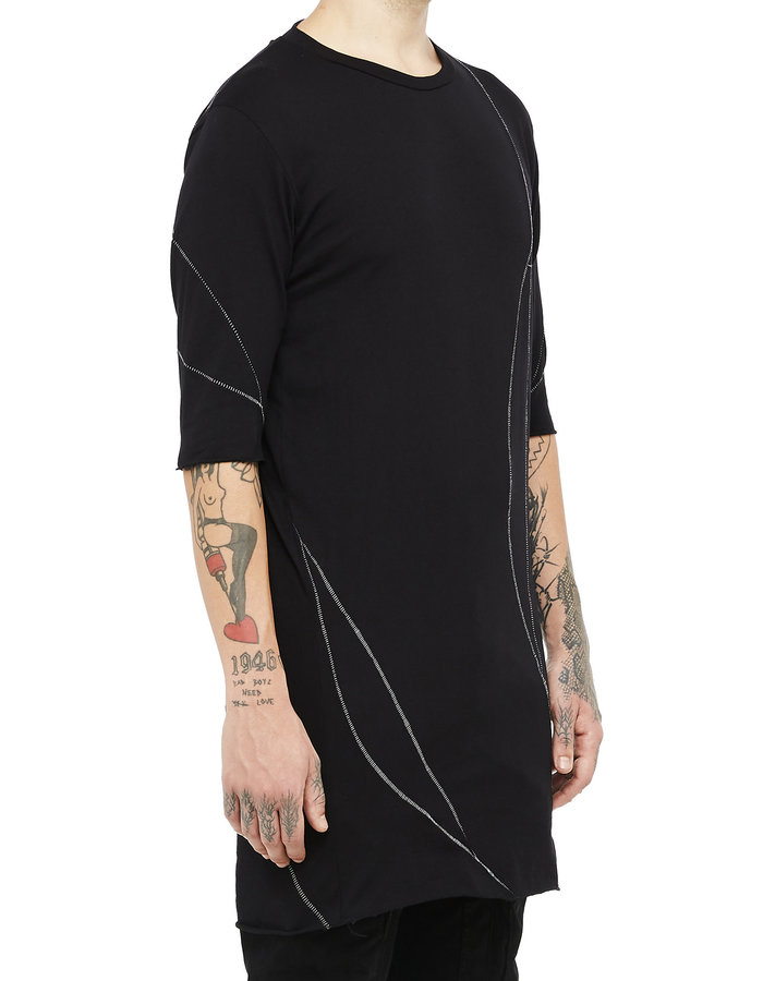 LA HAINE INSIDE US CURVE CONTRAST SEAM T-SHIRT - BLACK