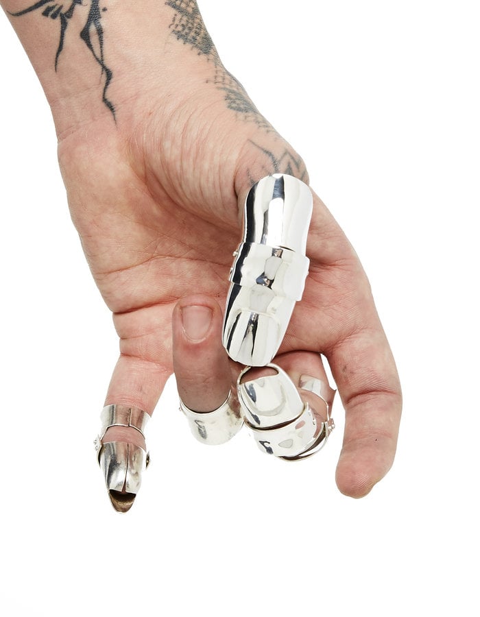 FANGOPHILIA FULL THUMB ARMOR RING - SILVER