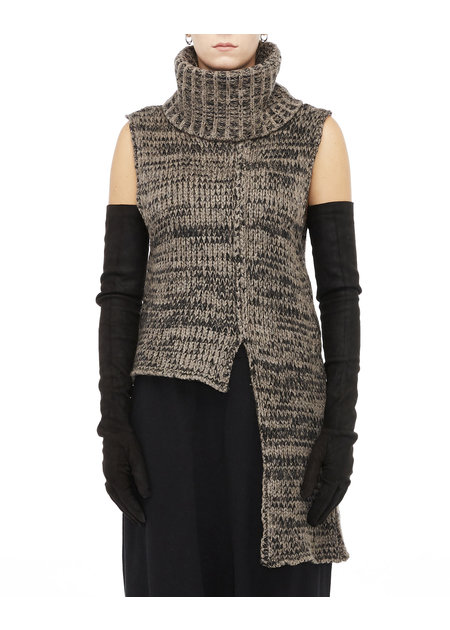 Brown Knit Merino Turtleneck Vest by Studio B3