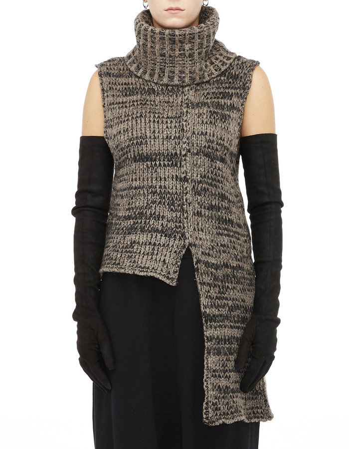 STUDIO B3 KNIT MERINO TURTLENECK VEST - MELANGE