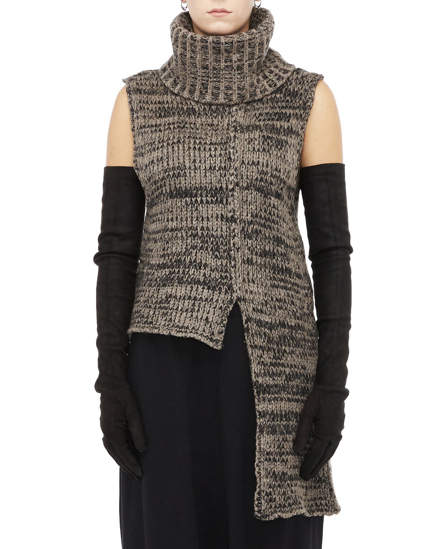 KNIT MERINO TURTLENECK VEST - MELANGE