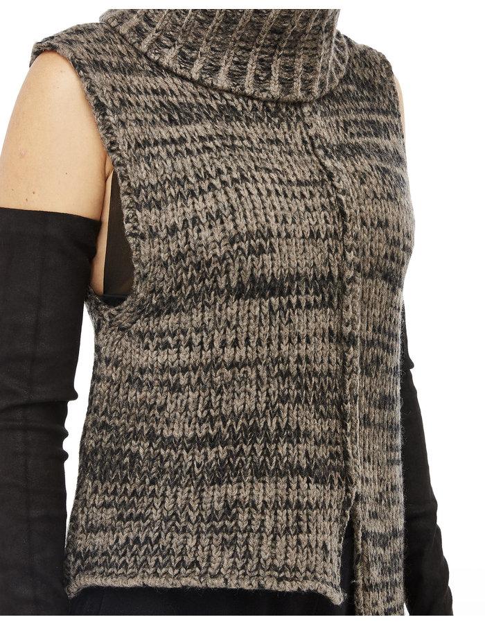 STUDIO B3 KNIT MERINO TURTLENECK VEST - MELANGE