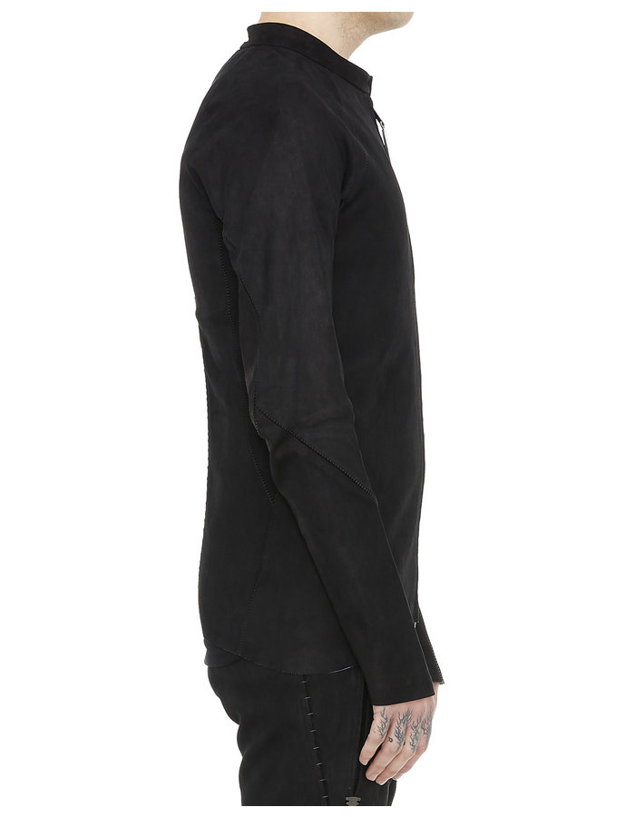 ISAAC SELLAM EXPERIENCE ARPENTEUR STRETCH LEATHER JACKET - BLACK