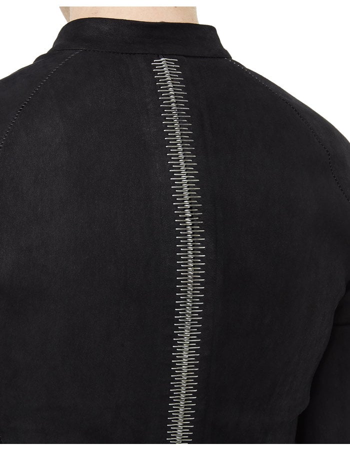 ISAAC SELLAM EXPERIENCE ARPENTEUR STRETCH LEATHER JACKET - BLACK