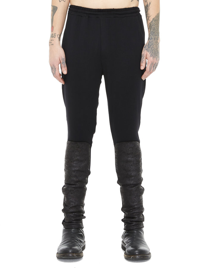 DAVIDS ROAD JERSEY TROUSER WITH LEATHER EFFECT LEG DETAIL