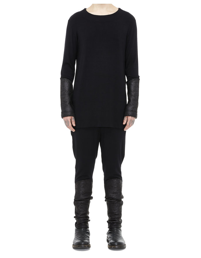 DAVIDS ROAD JERSEY TROUSER WITH LEATHER EFFECT LEG DETAIL