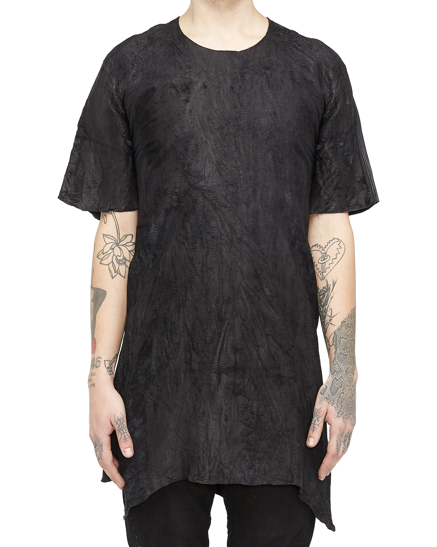 SLICED LEATHER T-SHIRT