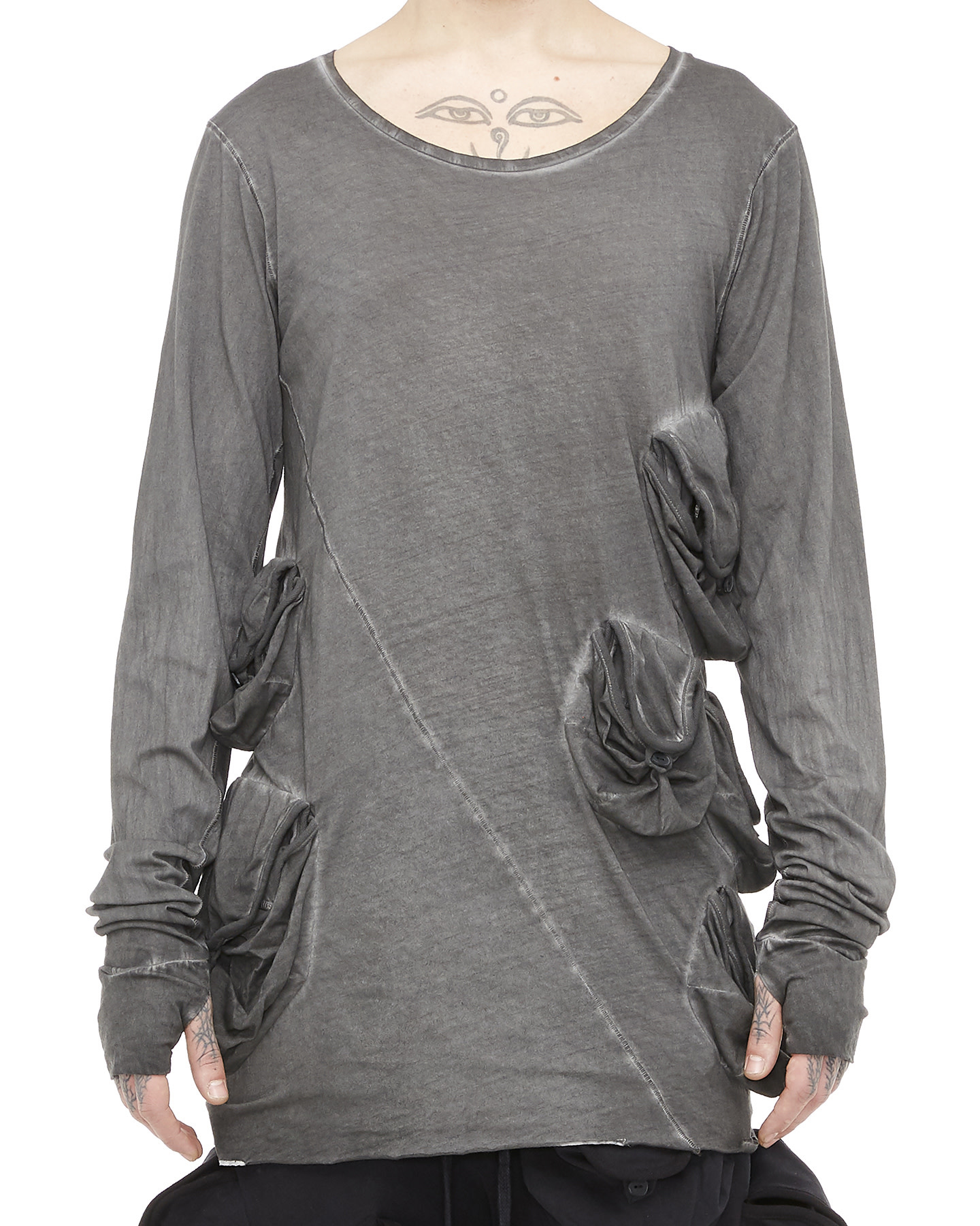 LONG SLEEVED CARGO T-SHIRT 50 - ANTHRACITE