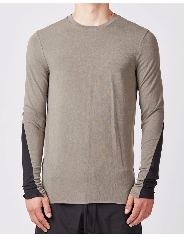 THOM KROM COTTON & MODAL CONTRAST LONGSLEEVE - ASH + BLACK