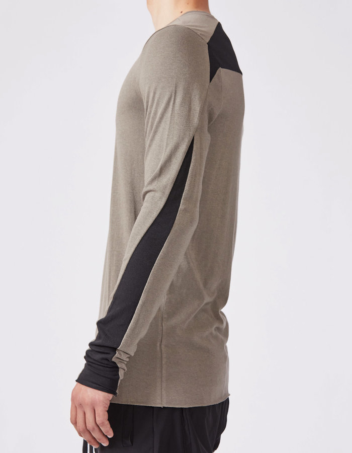 THOM KROM COTTON & MODAL CONTRAST LONGSLEEVE - ASH + BLACK