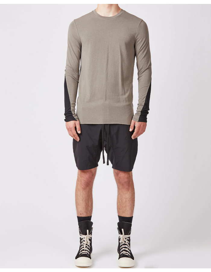 THOM KROM COTTON & MODAL CONTRAST LONGSLEEVE - ASH + BLACK