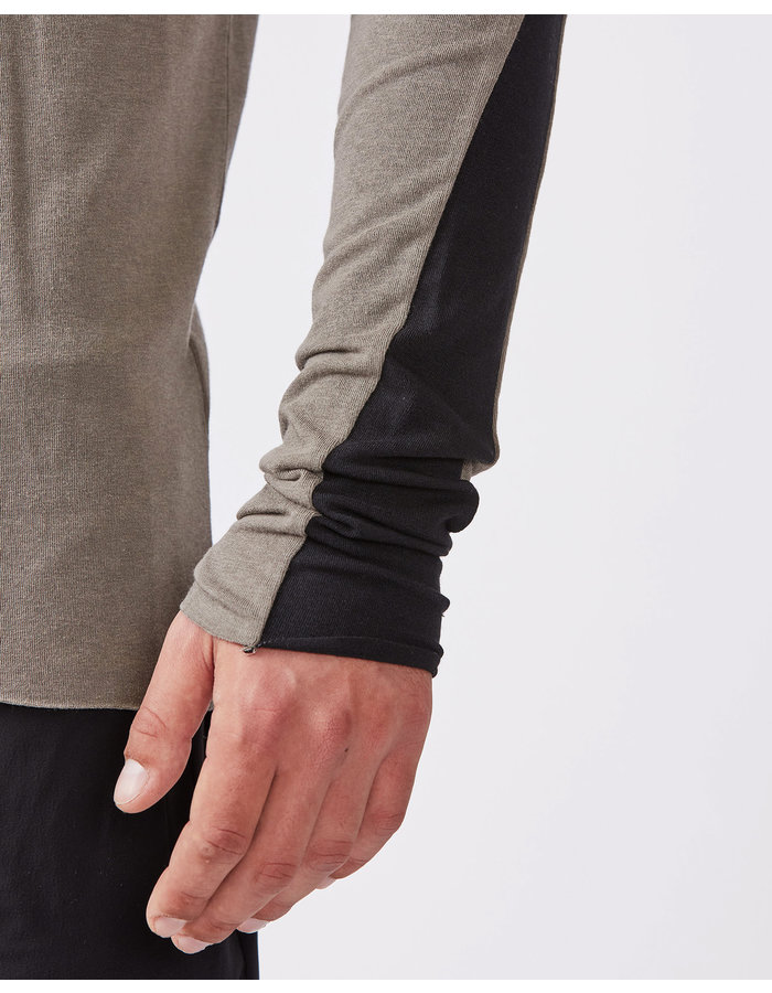 THOM KROM COTTON & MODAL CONTRAST LONGSLEEVE - ASH + BLACK