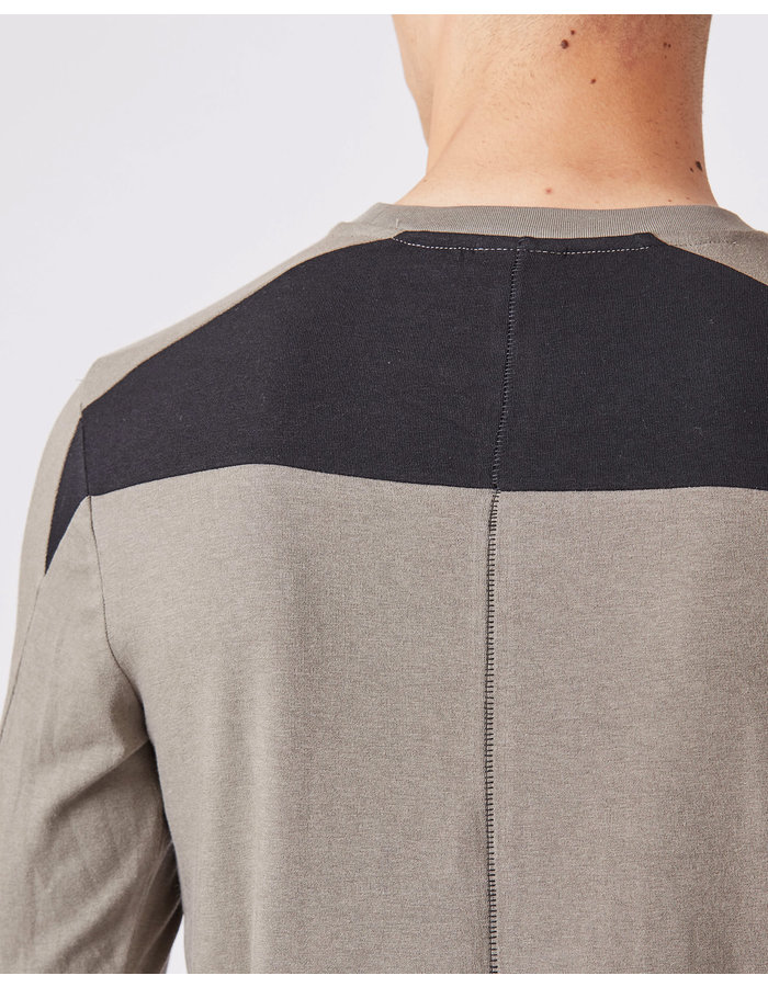 THOM KROM COTTON & MODAL CONTRAST LONGSLEEVE - ASH + BLACK