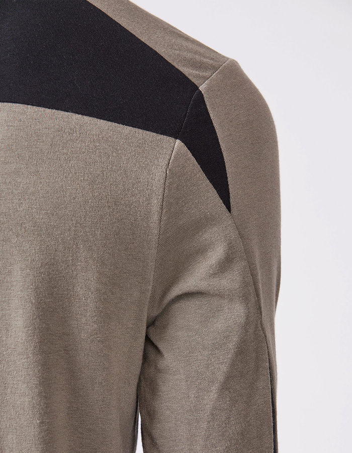 THOM KROM COTTON & MODAL CONTRAST LONGSLEEVE - ASH + BLACK