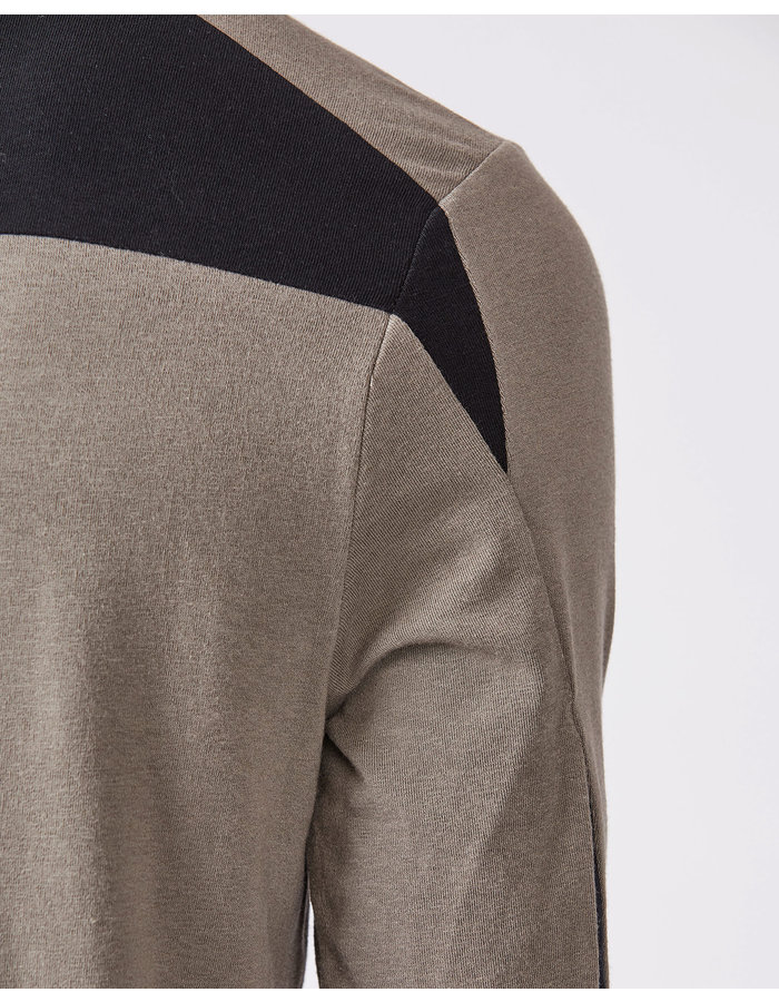 THOM KROM COTTON & MODAL CONTRAST LONGSLEEVE - ASH + BLACK