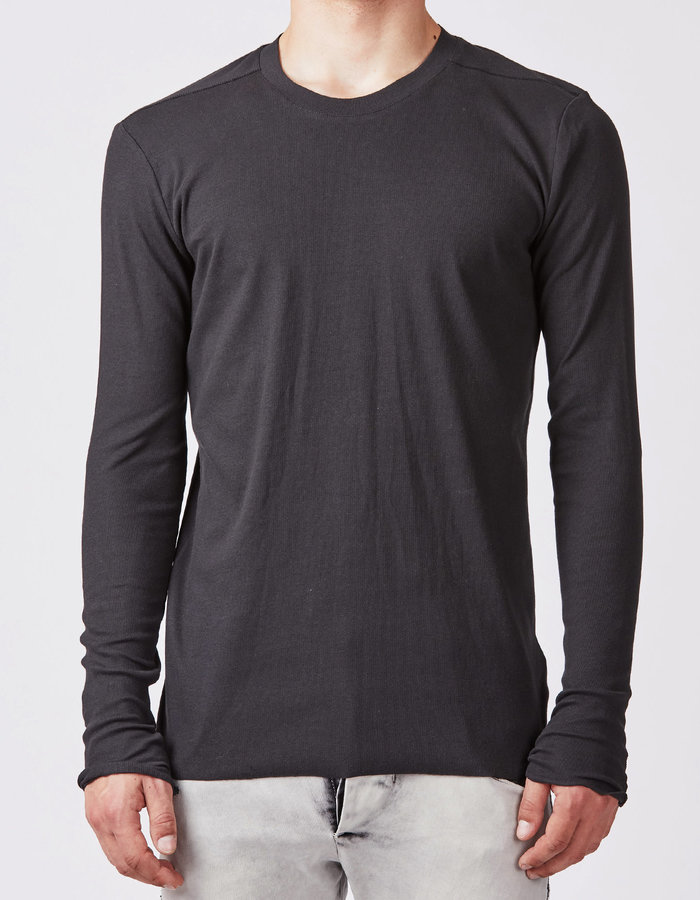 THOM KROM STRETCH COTTON FITTED LONGSLEEVE - BLACK