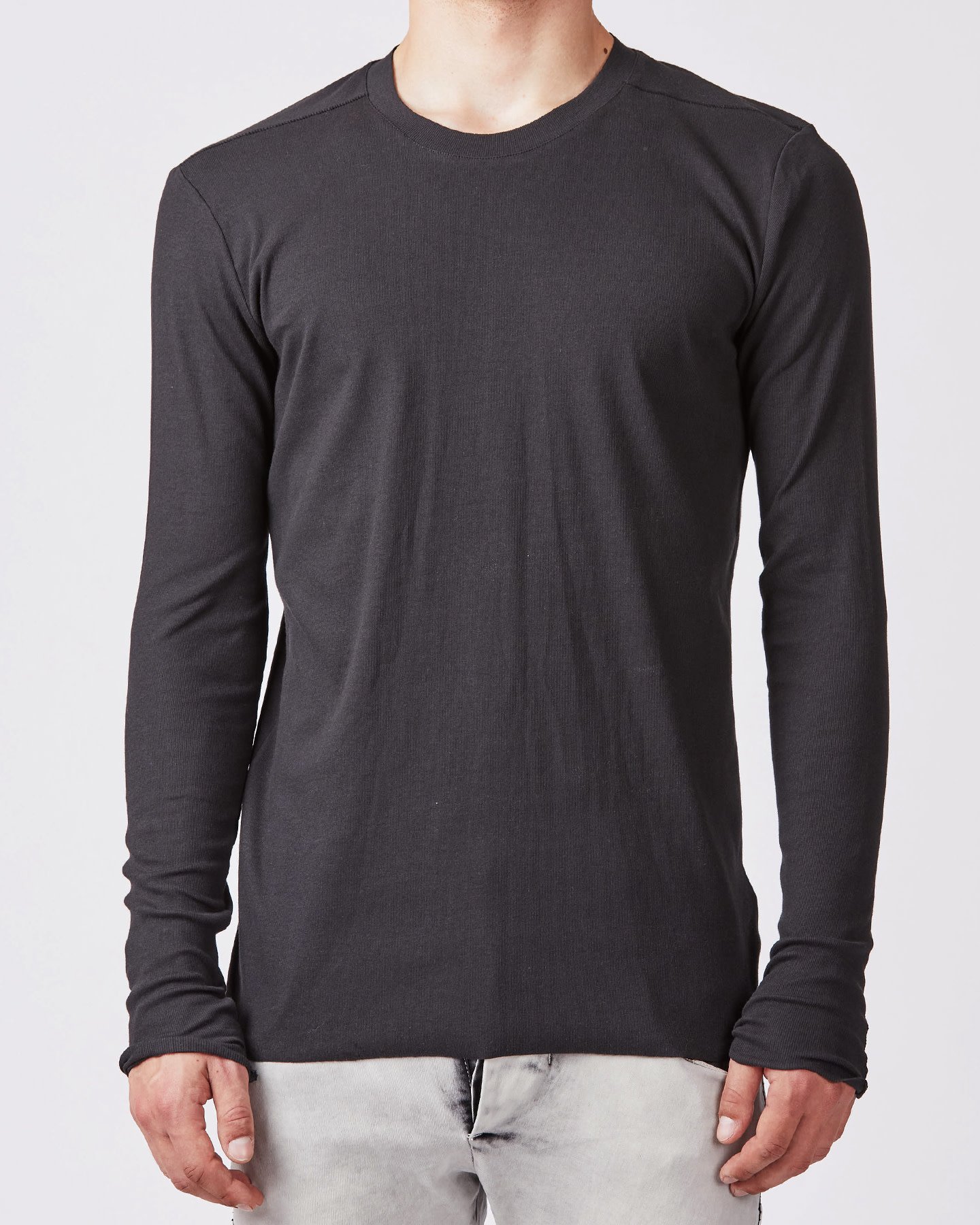 STRETCH COTTON FITTED LONGSLEEVE - BLACK