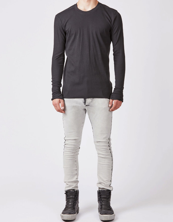 THOM KROM STRETCH COTTON FITTED LONGSLEEVE - BLACK