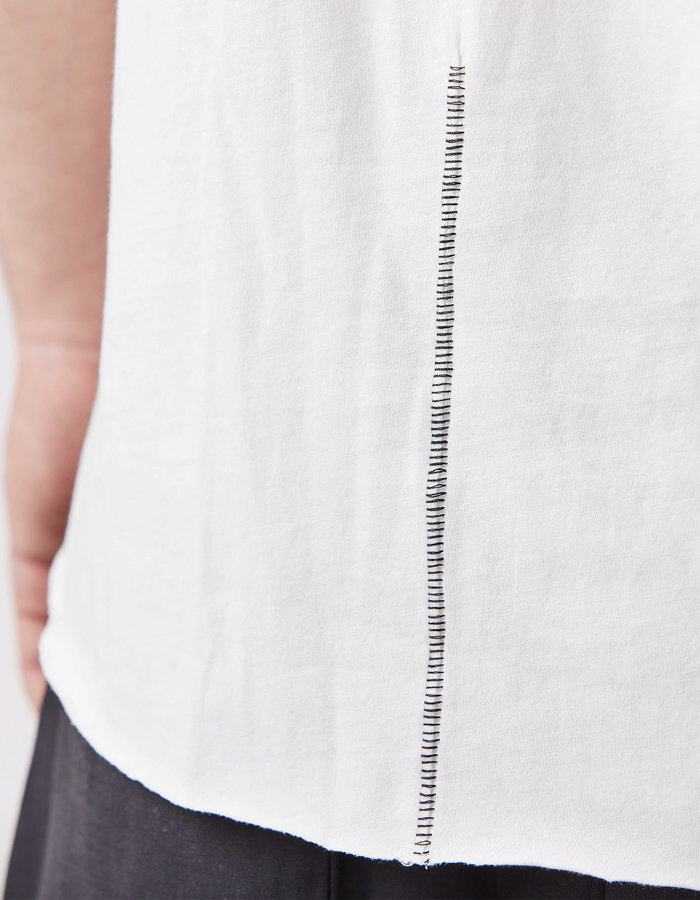 THOM KROM FITTED COTTON RAW HEM T-SHIRT - OFF WHITE