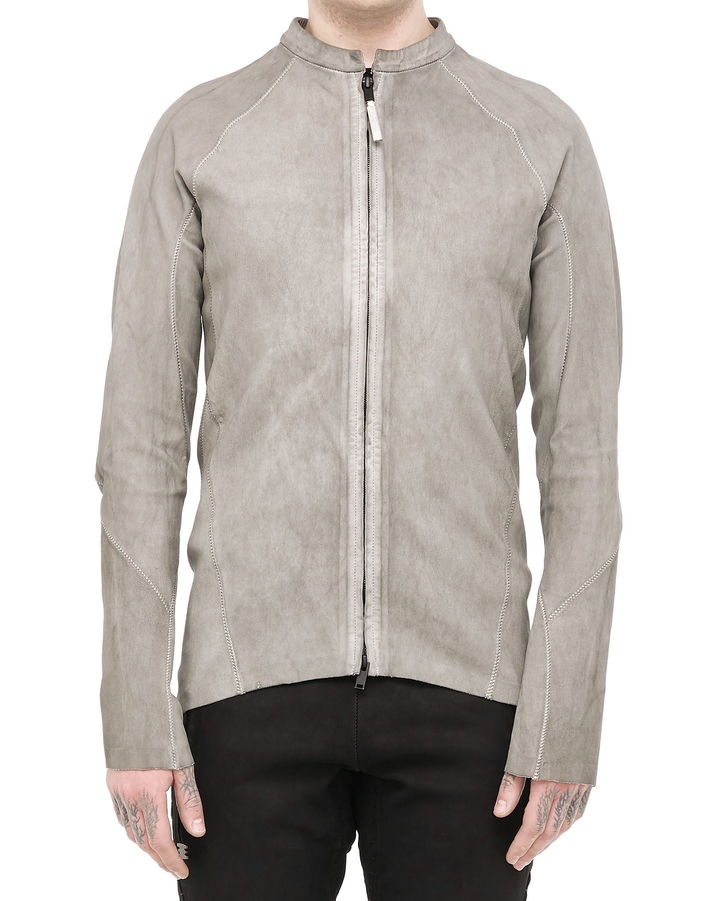 ARPENTEUR STRETCH LEATHER JACKET - LEAD