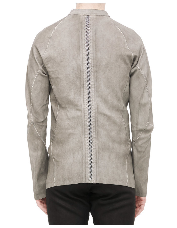 ISAAC SELLAM EXPERIENCE ARPENTEUR STRETCH LEATHER JACKET - LEAD