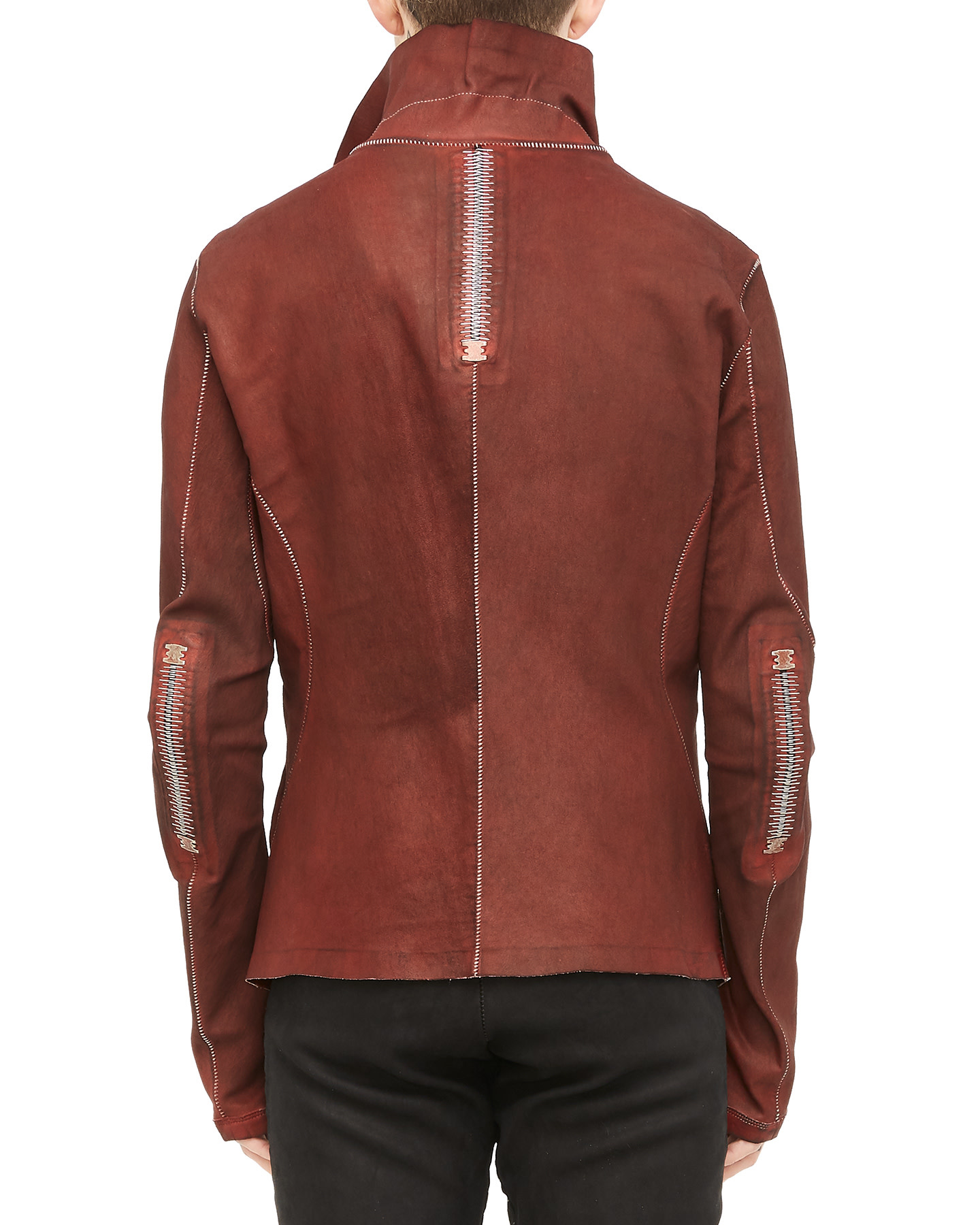 Imparable Stretch Leather Jacket - Dirty Red by Isaac Sellam