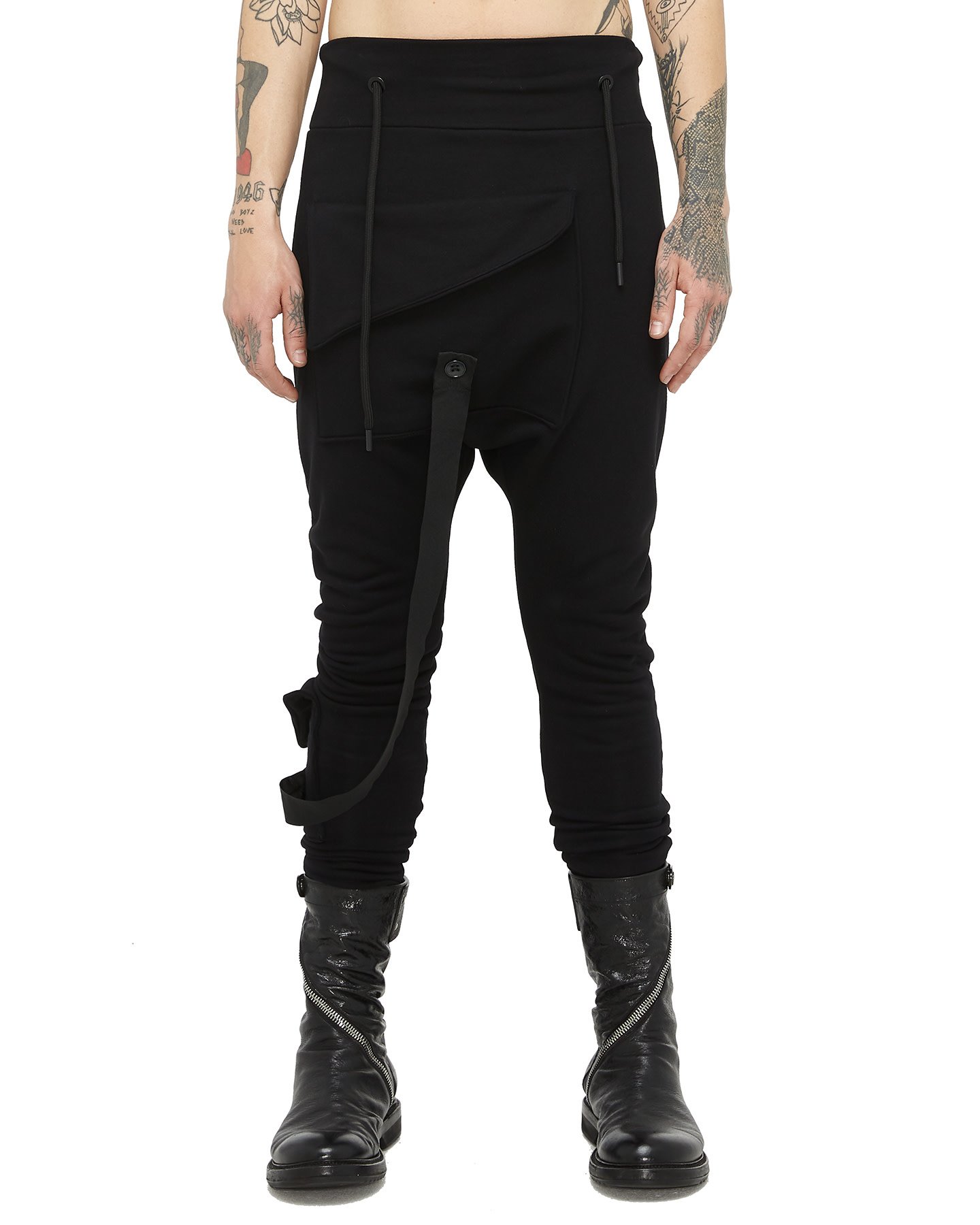 DROP CROTCH STRAPPED TROUSER