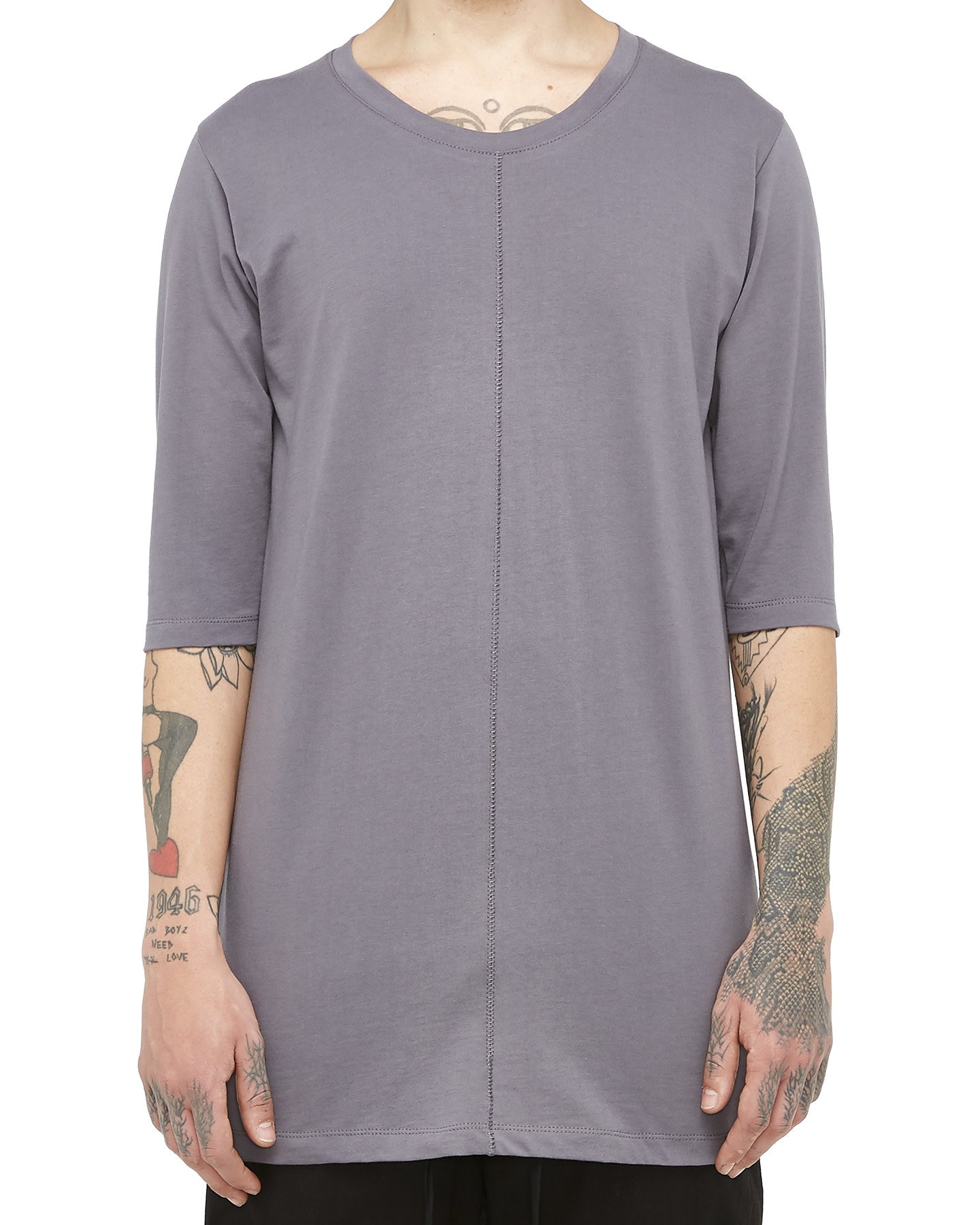 FITTED 3/4 SLEEVE T-SHIRT - GREY
