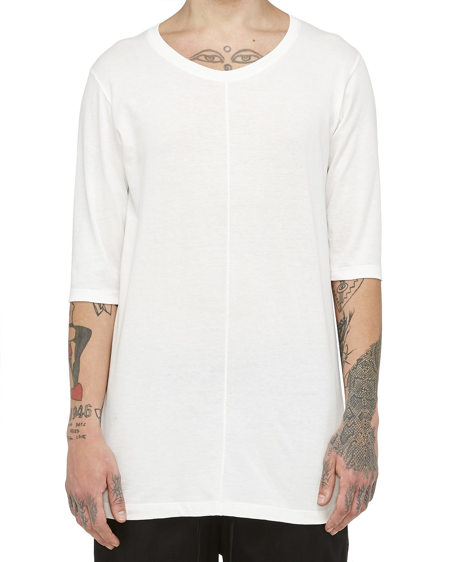 FITTED 3/4 SLEEVE T-SHIRT - WHITE