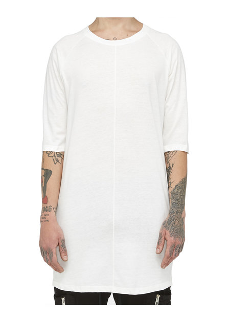 LA HAINE INSIDE US FITTED LONG COTTON T-SHIRT- WHITE
