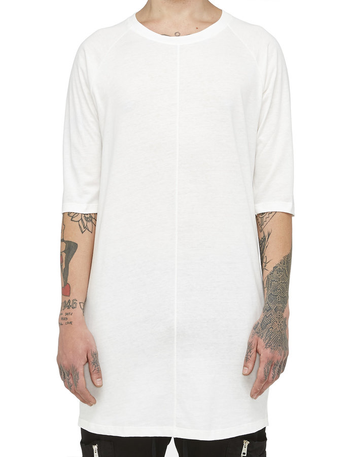 LA HAINE INSIDE US FITTED LONG COTTON T-SHIRT- WHITE