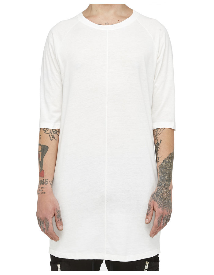 LA HAINE INSIDE US FITTED LONG COTTON T-SHIRT- WHITE