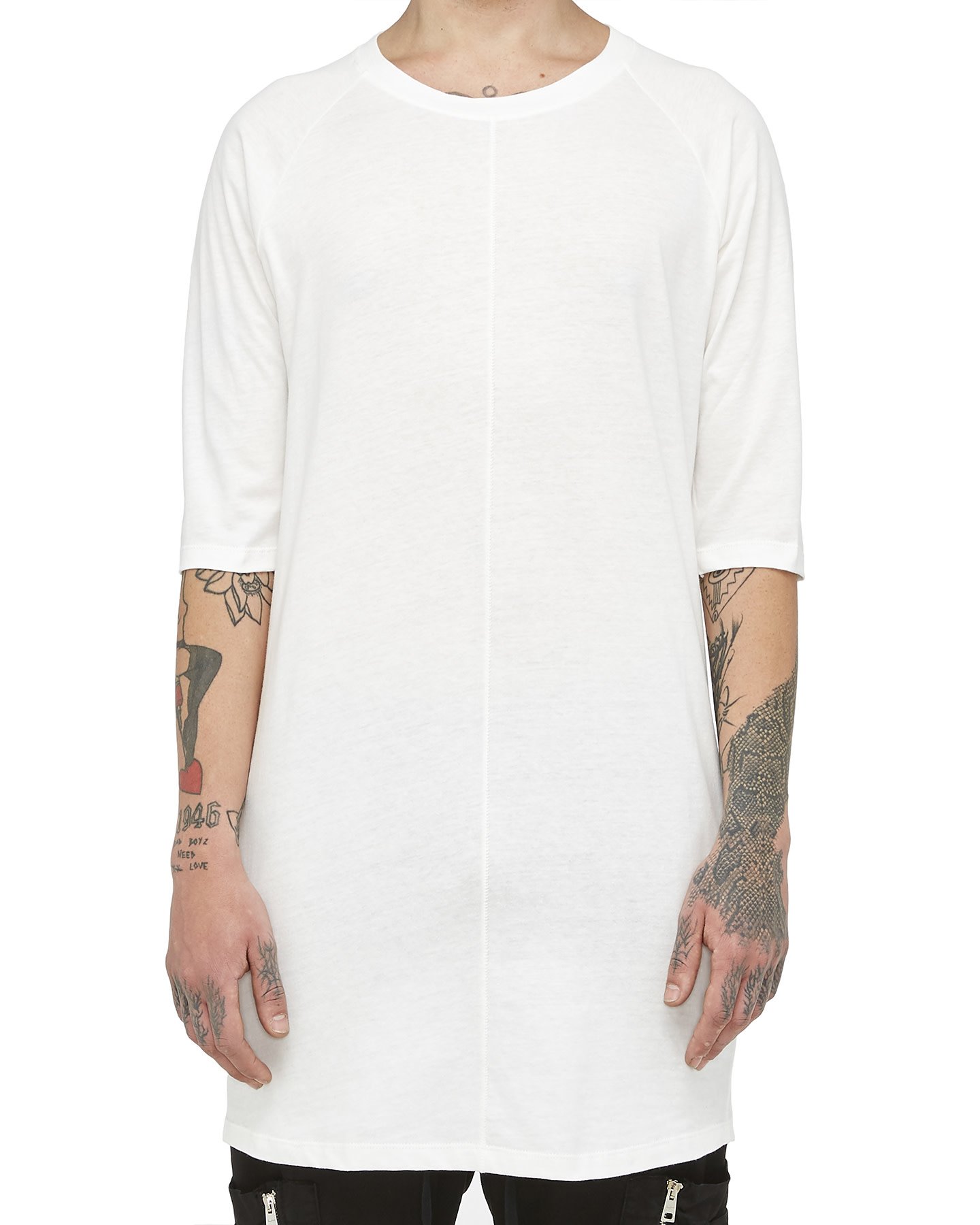 FITTED LONG COTTON T-SHIRT- WHITE