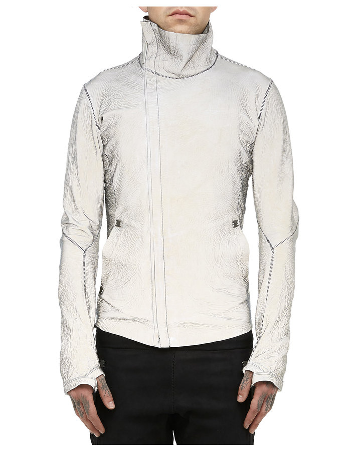 ISAAC SELLAM EXPERIENCE IMPARABLE REFLECTIVE LEATHER JACKET - LEAD