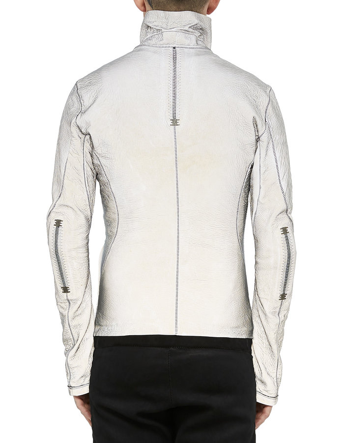 ISAAC SELLAM EXPERIENCE IMPARABLE REFLECTIVE LEATHER JACKET - LEAD