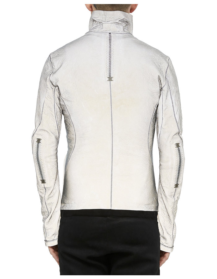 ISAAC SELLAM EXPERIENCE IMPARABLE REFLECTIVE LEATHER JACKET - LEAD