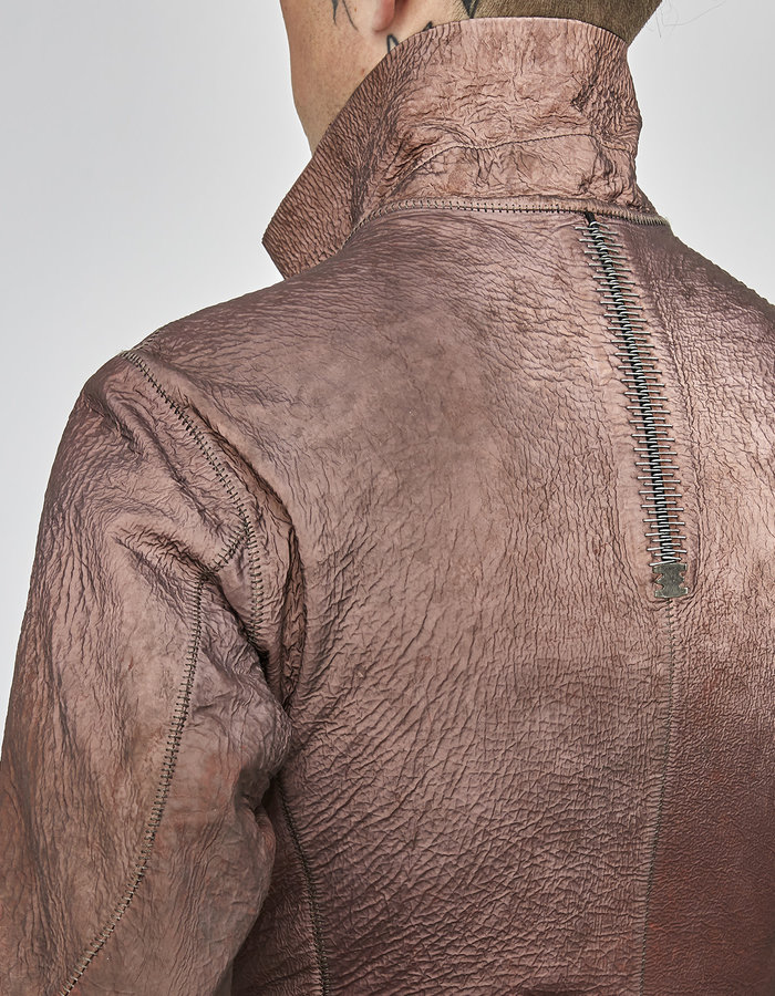 ISAAC SELLAM EXPERIENCE IMPARABLE REFLECTIVE LEATHER JACKET - COPPER