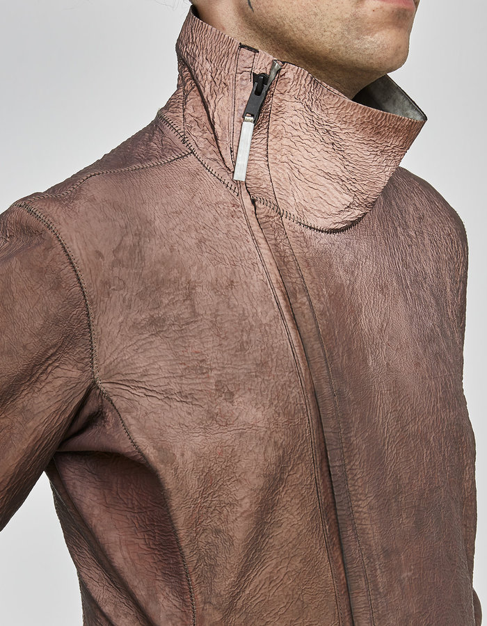 ISAAC SELLAM EXPERIENCE IMPARABLE REFLECTIVE LEATHER JACKET - COPPER
