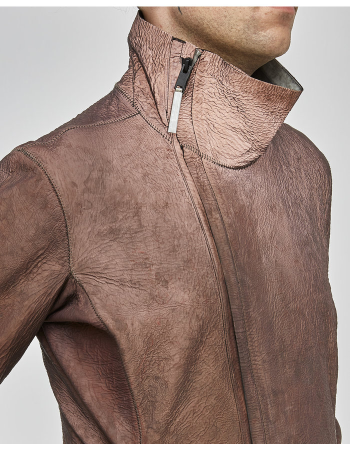 ISAAC SELLAM EXPERIENCE IMPARABLE REFLECTIVE LEATHER JACKET - COPPER