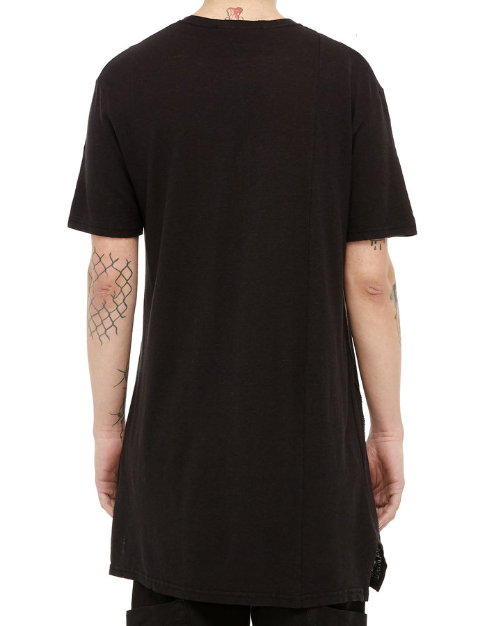 LA HAINE INSIDE US LINEN & COTTON FITTED T-SHIRT - BLACK