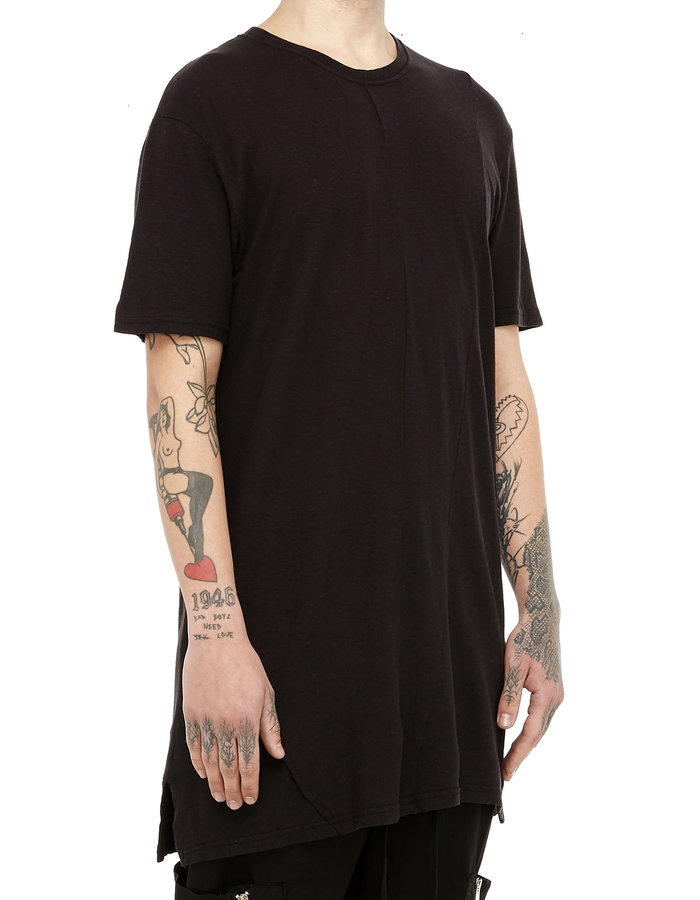 LA HAINE INSIDE US LINEN & COTTON FITTED T-SHIRT - BLACK