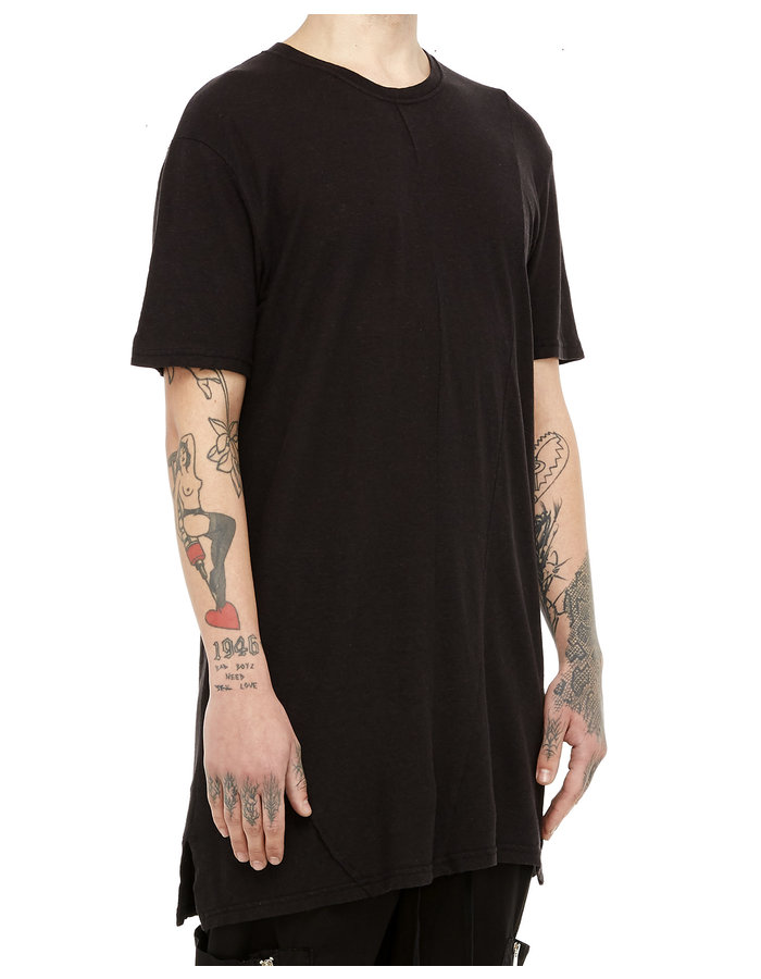 LA HAINE INSIDE US LINEN & COTTON FITTED T-SHIRT - BLACK