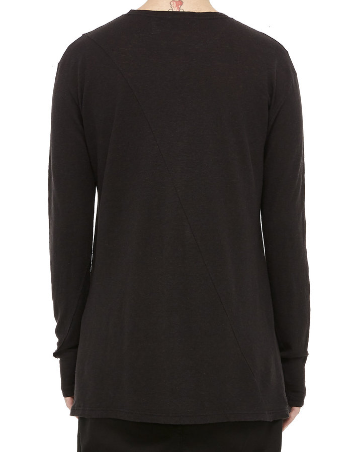 LA HAINE INSIDE US LINEN & COTTON PANELED LONGSLEEVE - BLACK