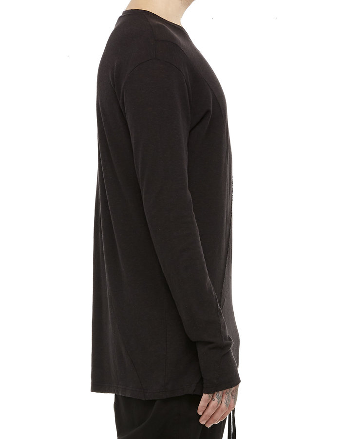 LA HAINE INSIDE US LINEN & COTTON PANELED LONGSLEEVE - BLACK