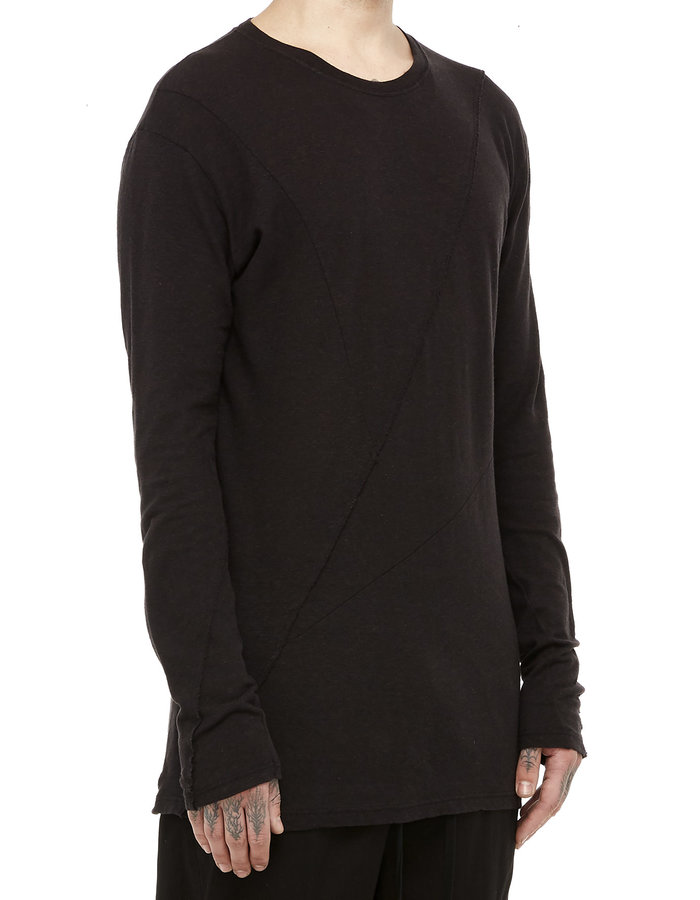 LA HAINE INSIDE US LINEN & COTTON PANELED LONGSLEEVE - BLACK