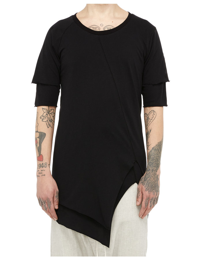 ARMY OF ME DOUBLE LAYERED ASYMMETRIC T-SHIRT 29 - BLACK