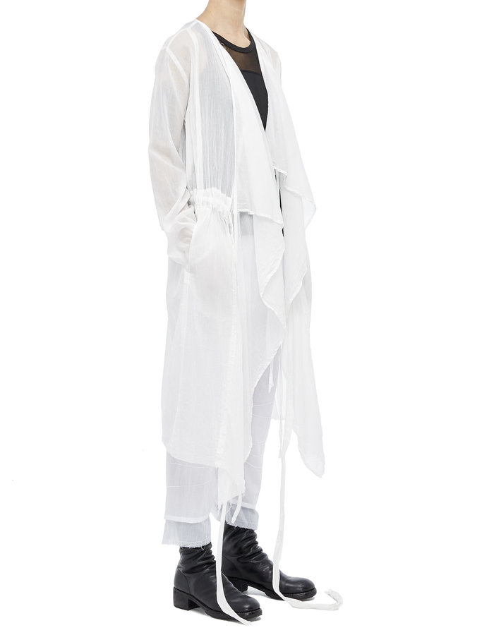 STUDIO B3 CREASED COTTON GAUZE MULTIWAY CARDIGAN - WHITE