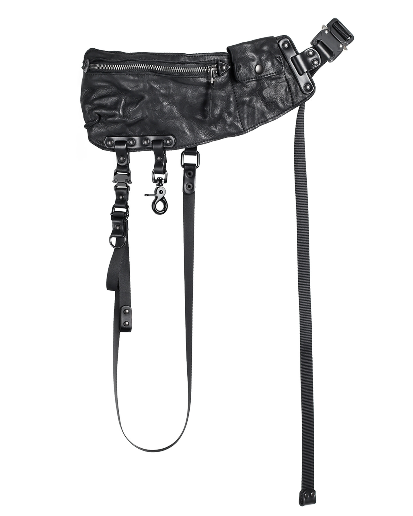 HYUN LEATHER BELT CROSSBODY BAG - BLACK